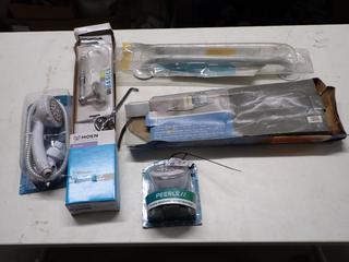 Moen Chrome Towel Bar, Toilet Tissue Holder, Shower Head, Glass Shelf, Etc.