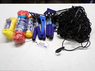 (1) Cargo Net, (3) Ropes & Hand Flexible Ice Scrapers.