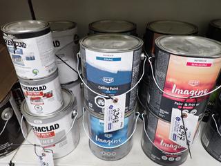 (3) Gallons of Co-Op Interior Eggshell White Paint/Primer & Gallon of Ceiling Paint.
