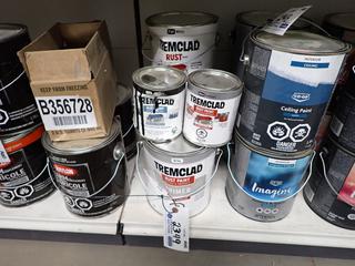 (2) Gallons of Tremclad Grey Primer, (1) Flat White, & (2) 946ml Black & Aluminum Paint.