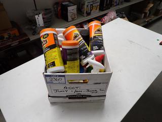 Quantity of Assorted Cleaners, Armour All, Degreaser, Glass/Masonry, Brake, Chain Lube, Etc.