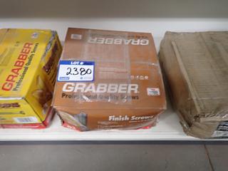 Box of Grabber 8x3 Trim Head Finish Screws.