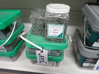 Quantity of Assorted 8x3" & 8x2" Green Deck Screws.