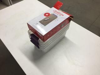 (4) Sterilite 5.7L Containers & Sunbeam King Size Heating Pad.