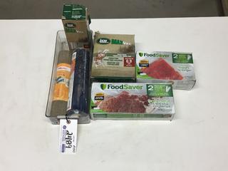 Grip Liner 12"x 5', 1000' Roll of Ezee Wrap, Food Saver Wrap & Bags.