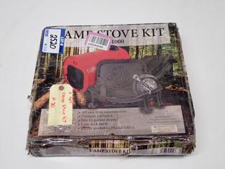 Camp Stove Kit c/w Cast Iron Door, (2) Legs, Flue Collar & Damper.
