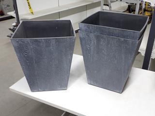 (3) 16" Grey Farmhouse Planters.