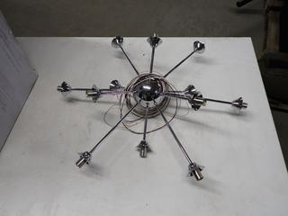 Unique Modern Chrome Polished Metal Pendant Light, 24"H.