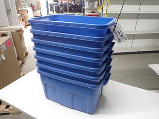 (7) Rubbermaid Roughneck 53L Totes, No Lids.