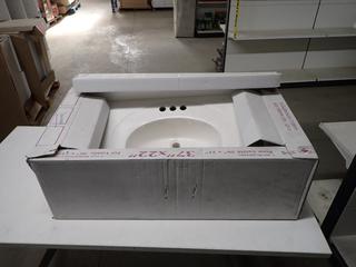 Vanity Top Cultured Marble, 37"x 22" *Damaged*.