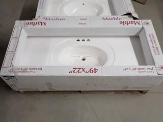 Cultured Marble Vanity Top, 49"x 22".