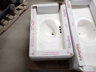 Cultured Marble Vanity Top, 37"x 22" *Damaged*.