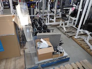 Fluorescent Light Fixture 3'x 8", Emergency Light & Floor Display Stand, 53.5"x 18.5".