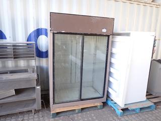 Blue Label Beverage Stand Up Cooler 54"W x 78"H x 31 1/2"D.