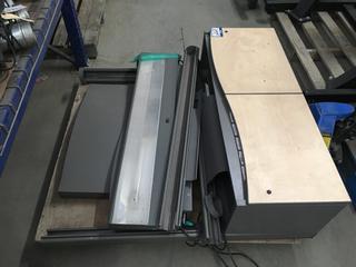 Light Oak/Grey Overhead Cabinet with Lighting 45 1/2". *Smoke Damaged*.