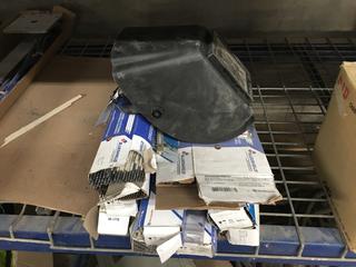 Quantity of Blueshield 5/32"x14" Covered Welding Rods, Welding Helmet, Soapstone Holder, (2) Rolls Blueshield LAT-14 Gasless Flux-Cored Wire.