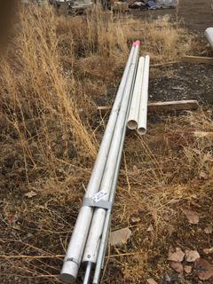 (1) 4" PVC Pipe, (1) 3" PVC Pipe and (2) Steel Pipes 3 1/2" x 20' & 1" x 20'.