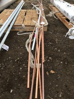 Quantity of 1/2" x 12' Bent Copper Pipe and (1) 1" x 10' Bent Steel Conduit.