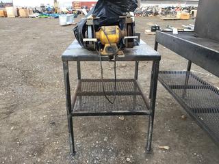 DeWalt 8" Bench Grinder DW758 Mounted on Steel Work Table 32" x 36" x 40"H.