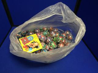 Quantity of Ring Pops Candy in Capsules & DC Superheroes Bouncy Balls.