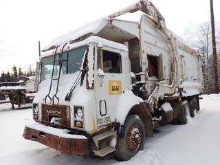 2002 Mack MR688S Garbage Truck, Diesel Engine, Auto Transmission, 11R22.5 Tires, Half Pack Durapack Compaction System, VIN 1M2K195C82M019643, Showing 4,674 Hrs., *Note: Parts Only* **Buyer Responsible For Load Out**
