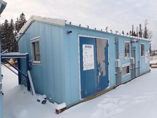 32 Ft. x 12 Ft. Oilfield Skidded Shack, Motor Showing 21,140 HRS, Wired For Power, Heated, Showing 30,602 HRS. **Buyer Responsible For Load Out**