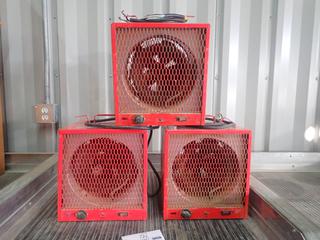 Qty Of (3) Dayton Model 3VU36B 208-240V 4200-5600W Heavy Duty Heaters *Note: All Missing Plugins, Working Condition Unknown*