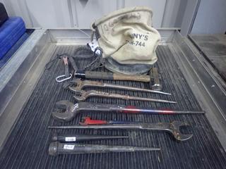 Kuny's Tool Bag C/w 1 5/8, 1 7/16, 1 1/4, 1 1/16 And 3/4 Spud Wrenches, (2) Bull Pins And Sledge Hammer