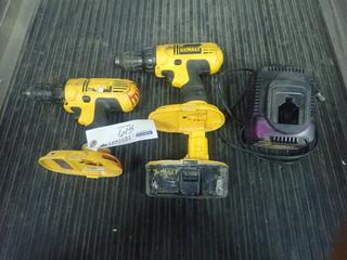 (2) Dewalt 1/2in Cordless Drills C/w (1) Battery And Charger