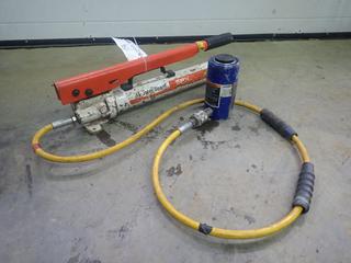 Power Team SPX 10,000PSI Hydraulic Hand Pump C/w Hose And 25-Ton Hydraulic Ram