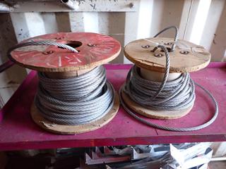 (2) Spools Of 3/8in Wire Rope, Length Unknown