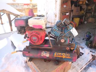 Emglo Model M66BECD 4-Bolt Dual Tank Air Compressor C/w Honda 9.0 GX270 Motor *Note: Dent In Fuel Tank, Running Condition Unknown*