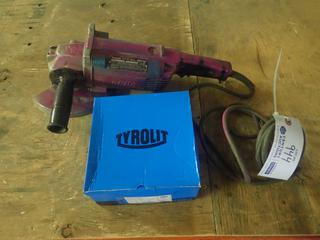 Makita Model 9067NB 120V 7in Angle Grinder C/w (10) Unused Tyrolit 7in X 9/32in X 7/8in Grinding Wheels