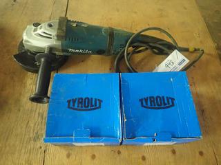 Makita GA7031Y 120V 7in Angle Grinder C/w (20) Unused Tyrolit 7in X 9/32in X 7/8in Grinding Wheels