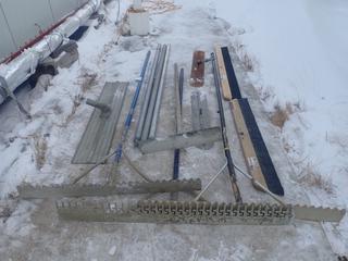 Qty Of Concrete Rakes, Floats And Broom Heads