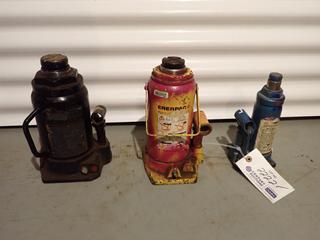 (1) 4-Ton, (1) 20-Ton And (1) Unknown Size Hydraulic Bottle Jacks *Note: No Jack Handles*