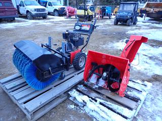 Ariens Model 926004 40in Walk Behind Sweeper C/w Tecumseh Gas Engine, Snow Blower Attachment, Adjustable Jack Wheels And 4-80-8NHS Tires. SN 002599
