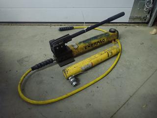 Enerpac Hydraulic Hand Pump w/ Hose And Enerpac RC1012 10-Ton Hydraulic Ram