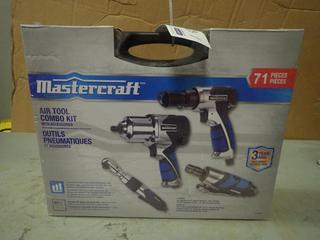 Mastercraft 71-Piece Air Tool Combo Kit Includes: 1/2in Impact Wrench, 3/8in Ratchet, 13/32in Hammer/Chisel And 1/4in Die Grinder C/w Accessories *Unused*