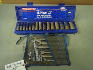 (1) 3/8in To 3/4in Wrench Set C/w (1) Westward 16-Piece 1/2in Dr Deep Socket Set