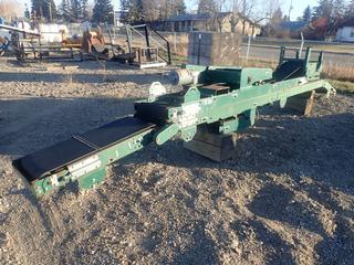 Rapistan Model 19373 575V 3-Phase Roller Conveyor System w/ 12ft X 1/4in Thickness Belt, Marathon Electric 3/4hp And Baldor 1/2hp Motors