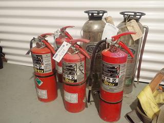 Qty Of (4) Fire Extinguishers C/w (2) Quick Aid Soda/Acid Hand Extinguishers *Note: (1) Needs To Be Recharged*