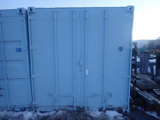 20ft Storage Container C/w Shelving *Note: Contents Inside, On Top And Around Not Included, Buyer Responsible For Loadout, Item Cannot Be Removed Until Wednesday December 15th Unless Mutually Agreed Upon*