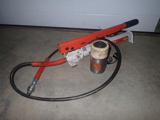 Power Team SPX 10,000PSI Hydraulic Hand Pump C/w Hose And Power Team 25-Ton Hydraulic Ram