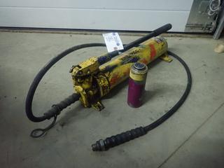 Enerpac P80 Hydraulic Hand Pump C/w Hose And Enerpac RC104 10-Ton Hydraulic Ram