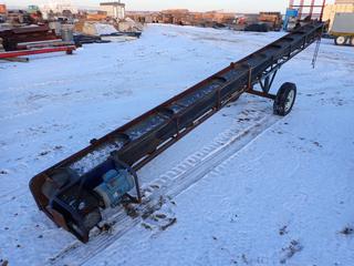 24ft X 10in Mathieu Model CON24E Conveyor System C/w 2in Ball Hitch And Doerr 1 1/2hp 115/230V Single Phase Motor. SN CE9808013  *Note: Working Condition Unknown*