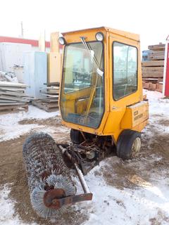 Excel Hustler 295 54in Sweeper C/w Enclosed Cab. Showing 1198hrs. SN D912457 *Note: (2) Flat Tires, Needs Weather Stripping Around Doors, Running Condition Unknown*