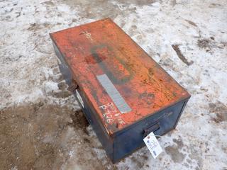 29in X 16in X 11in Storage Box C/w Qty Of Nuts, Bolts, (2) Adjustable Wrenches And Impact Sockets