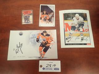 Qty Of Assorted Signed Oilers Pictures Includes: Alems Hemsky Wearing #47 Picture, Milan Lucic, Brad Malone And Charlie Huddy Hockey Card *Note: No COA'S*