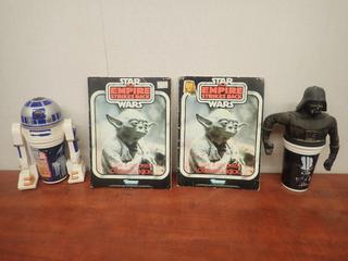 (2) Vintage Star Wars Coloring Books C/w (2) Cups